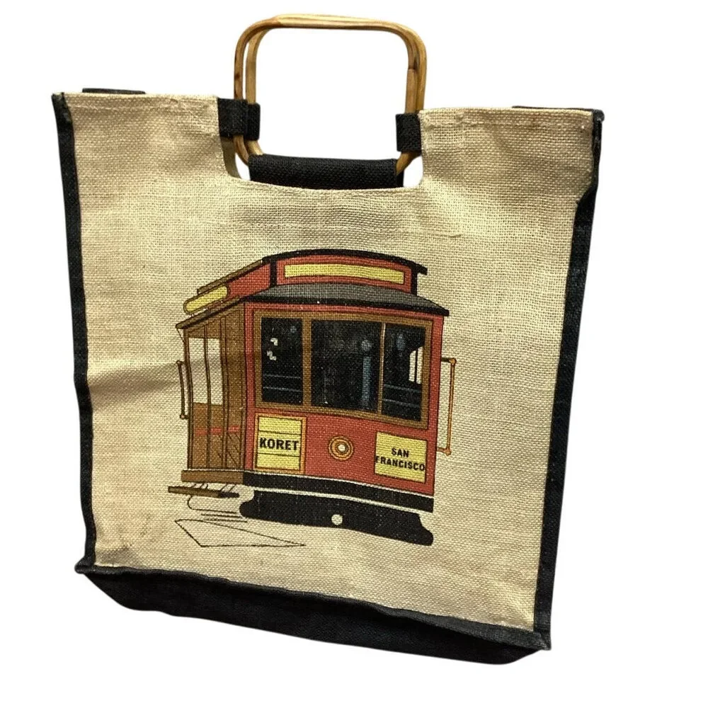 Koret San Francisco Street Car Burlap Wooden Handle 15